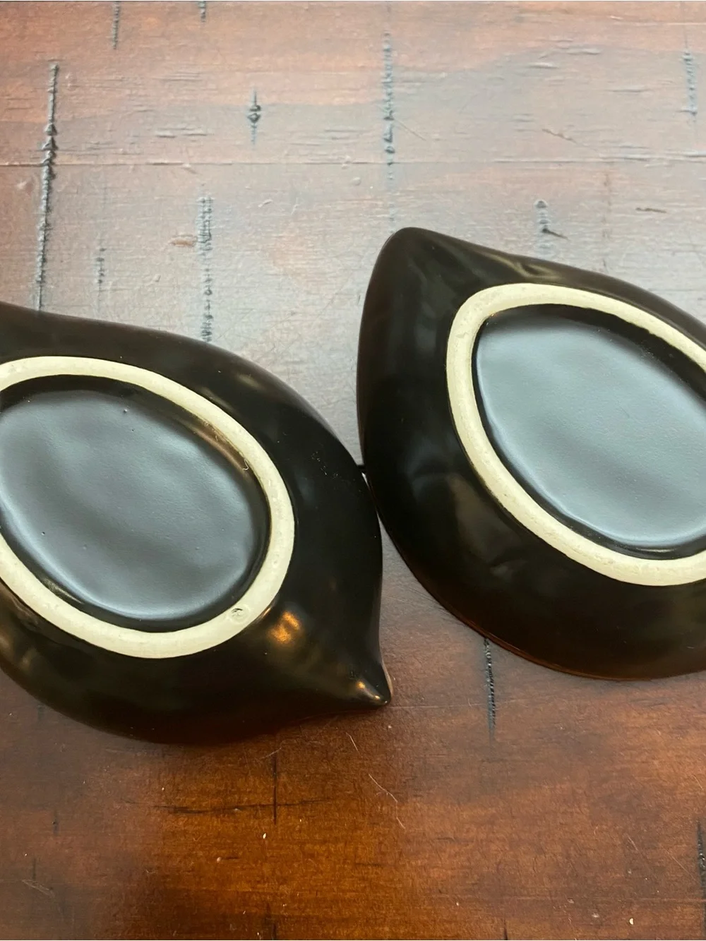 Pair Small Blue Ceramic Leaf Dishes - Sushi/Soy Sauce or Trinket Dish